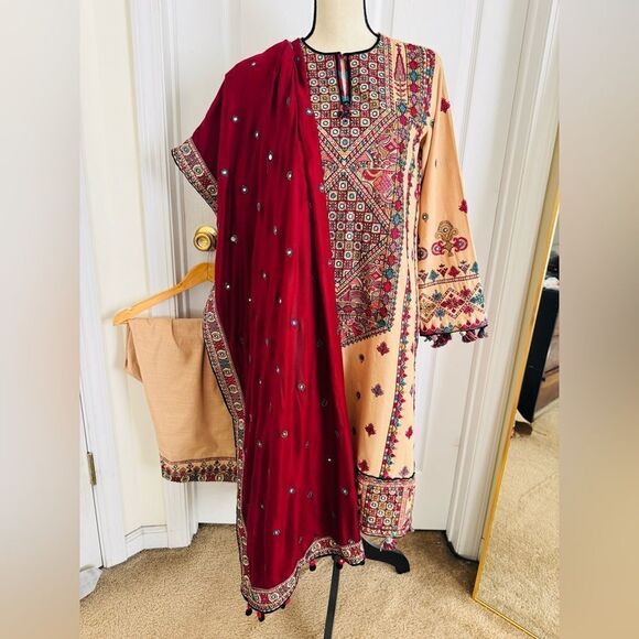 JAZMIN PAKISTANI DESIGNER EMBROIDERED SLUB KHADDAR - Picture 12 of 16